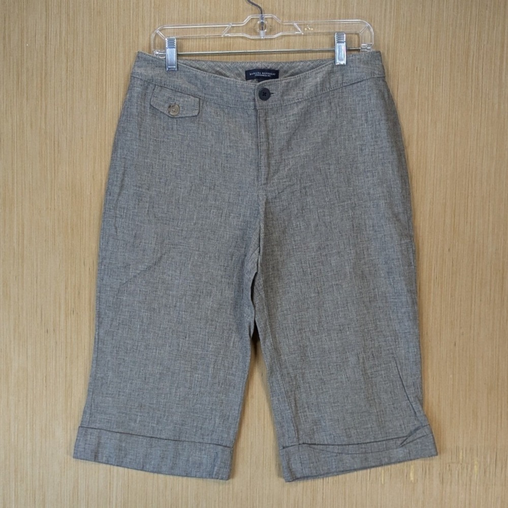Banana Republic Womens Y2K Gaucho‎ Culotte Brown Cotton Linen Cuffed Shorts 8